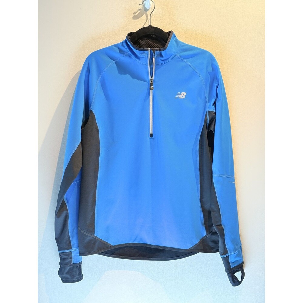 New Balance NB Heat Quarter Zip Softshell Running Jacket Mens Medium Blue